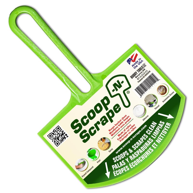 Buddy Tools LLC Buddy Tools Scoop-N-Scrape - Efficient Bucket Scoop for 5-Gallon - Lightweight and Durable Curved Bucket Trowel - Made with Heavy-Duty Nylon - Scrapes Clean, No More Shavings - Image 1